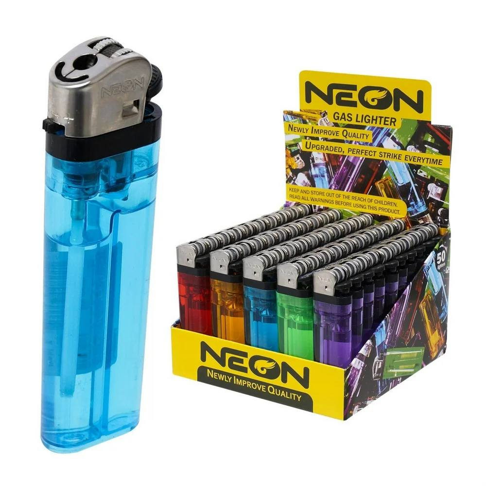 "A simple, classic lighter with a durable plastic body and a metallic ignition button, perfect for lighting candles, cigarettes, or other small flames."