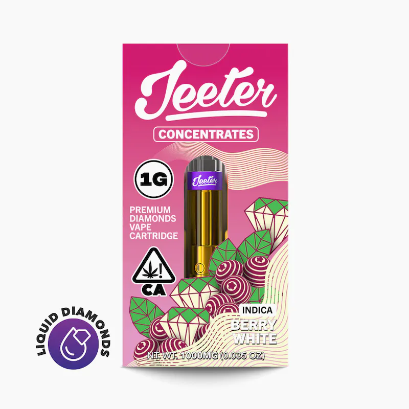 jeeter-juice-berry-white.jpg - DA GREEN CORNER LOS ANGELES WEED DELIVERY DISPENSARY KOREA TOWN MID CITY DOWNTOWN The Jeeter Juice Berry White is a cannabis vape cartridge that delivers a smooth and flavorful experience. It features the sweet, fruity taste of berries paired with the relaxing, mellow effects of the White strain. Known for its potency and smooth hits, this vape is perfect for those seeking a balanced high with relaxing and uplifting effects. Ideal for stress relief, anxiety reduction, and boosting mood. Perfect for users looking to unwind without feeling overly sedated.