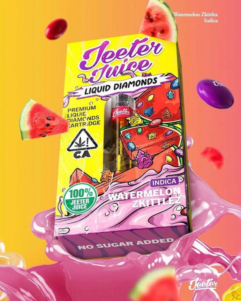- DA GREEN CORNER LOS ANGELES WEED DELIVERY DISPENSARY KOREA TOWN MID CITY DOWNTOWN "Jeeter Juice Watermelon Zkittlez is a flavorful cannabis concentrate with a vibrant watermelon aroma and sweet, fruity notes. The product is a pre-filled vape cartridge that delivers a smooth, refreshing experience with each puff. It features a balance of tropical, juicy watermelon and candy-like Zkittlez flavors, making it a go-to for users seeking a tasty, potent experience.