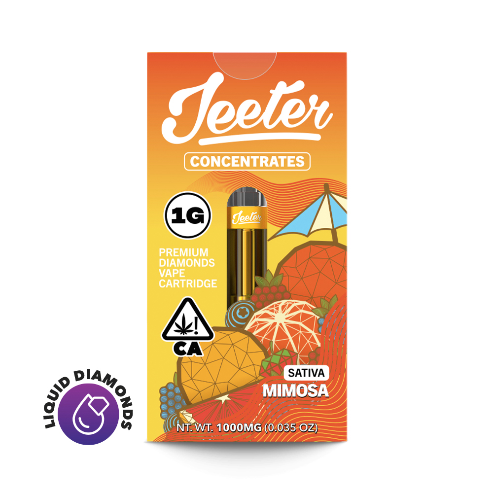 jeter's mimosa vaping cartridge - DA GREEN CORNER LOS ANGELES WEED DELIVERY DISPENSARY KOREA TOWN MID CITY DOWNTOWN "Jeeter Juice Mimosa is a premium cannabis-infused vape cartridge, offering a refreshing and energizing Mimosa strain with citrus and tropical flavors. Ideal for those looking for a balanced high with a euphoric and uplifting effect. A great choice for daytime use."